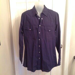 Vintage Wrangler Striped Pearl Snap Long Sleeve Shirt L Tall